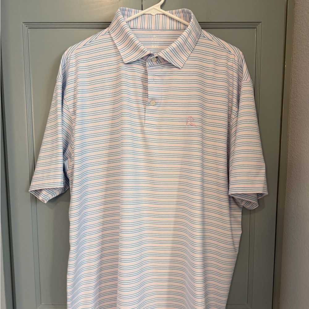 Rhoback Men's Striped Polo Shirt - Blue and Pink